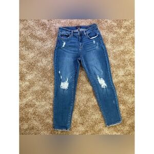 Judy Blue Slim Fit Distressed Skinny Jeans Size 9/29 Medium Wash Stretch Denim